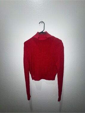Streetwear Society Red Cropped Turtleneck Sweater
